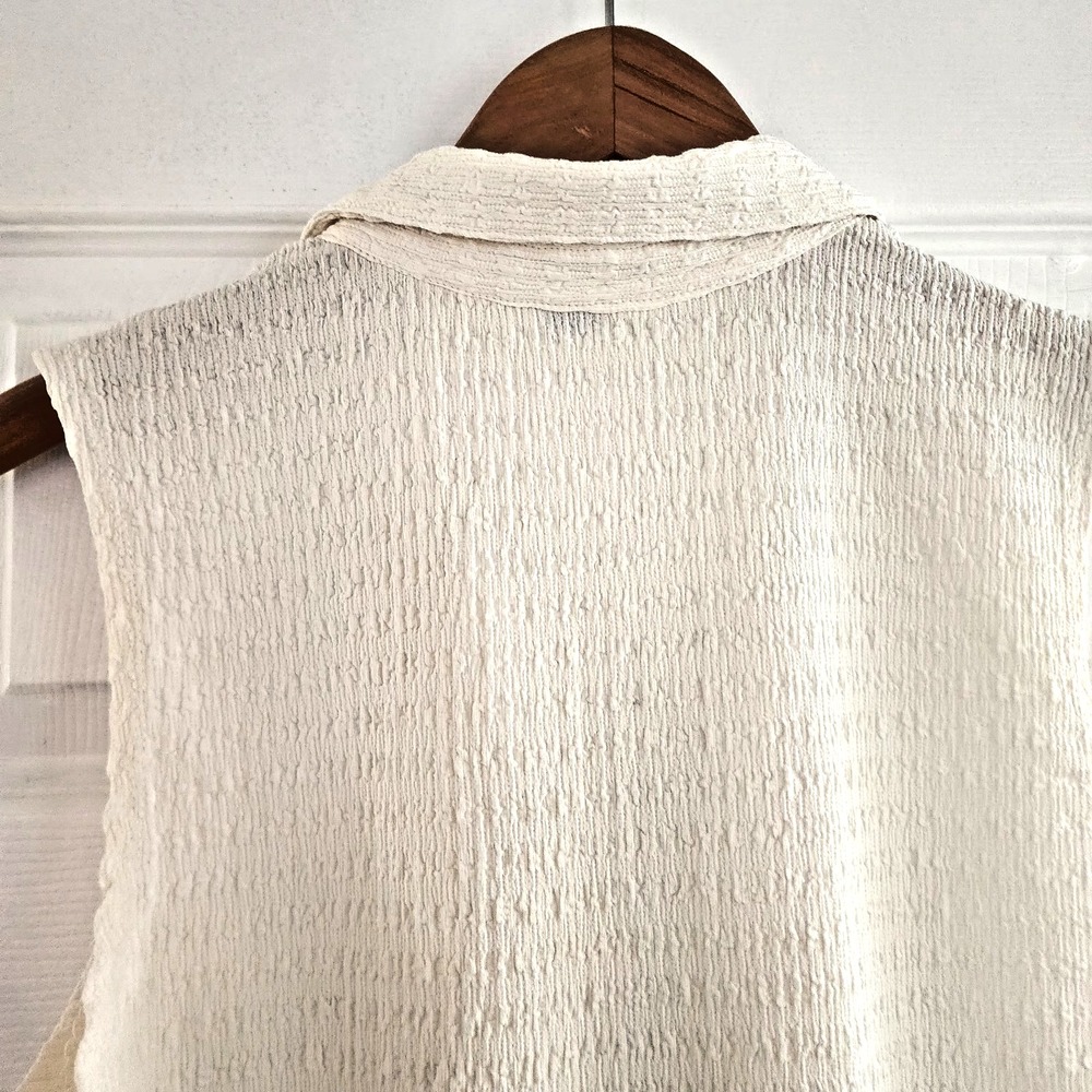 Women's Collared Sleeveless Ruched Top By Sanctuary Ivory  in XL - Picture 4 of 14